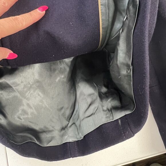 J. Crew Size 0 Peacoat Coat Wool Blend Navy Double Breasted Collared Pockets - Picture 8 of 8